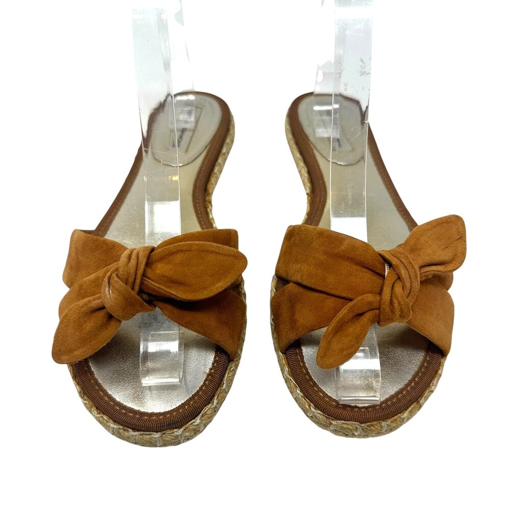 Tabitha Simmons Suede Bow Espadrille Slide Sandals‎ Brown Womens 8